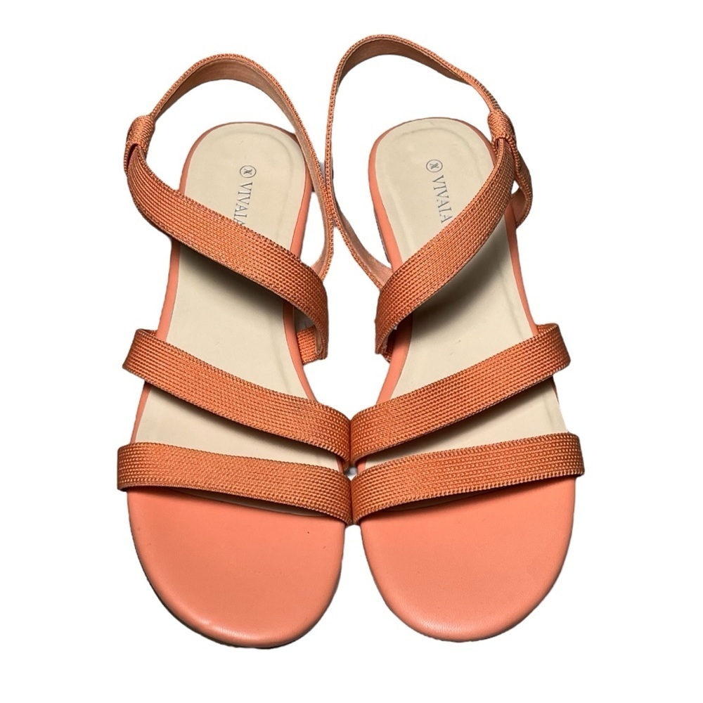 Vivaia Sandals Size 42 / 10.5 Summer Round Toe in Salmon Pink Slingback Strappy - Picture 2 of 11